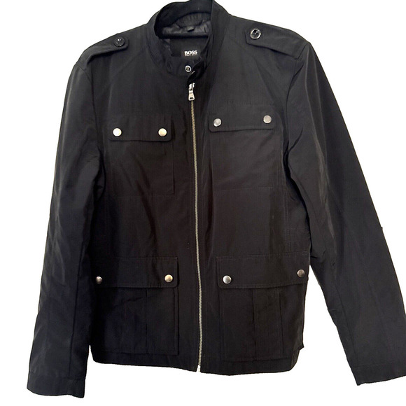 BOSS By HUGO BOSS Men’s US 40R Black Full Zip Lined Light Jacket - Picture 1 of 10
